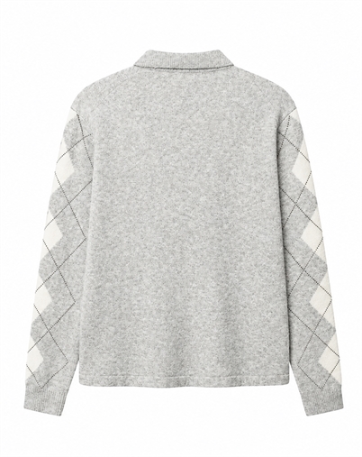 Gabba - GABPietro Argyle Polo Strik - Lt. Grey Melange